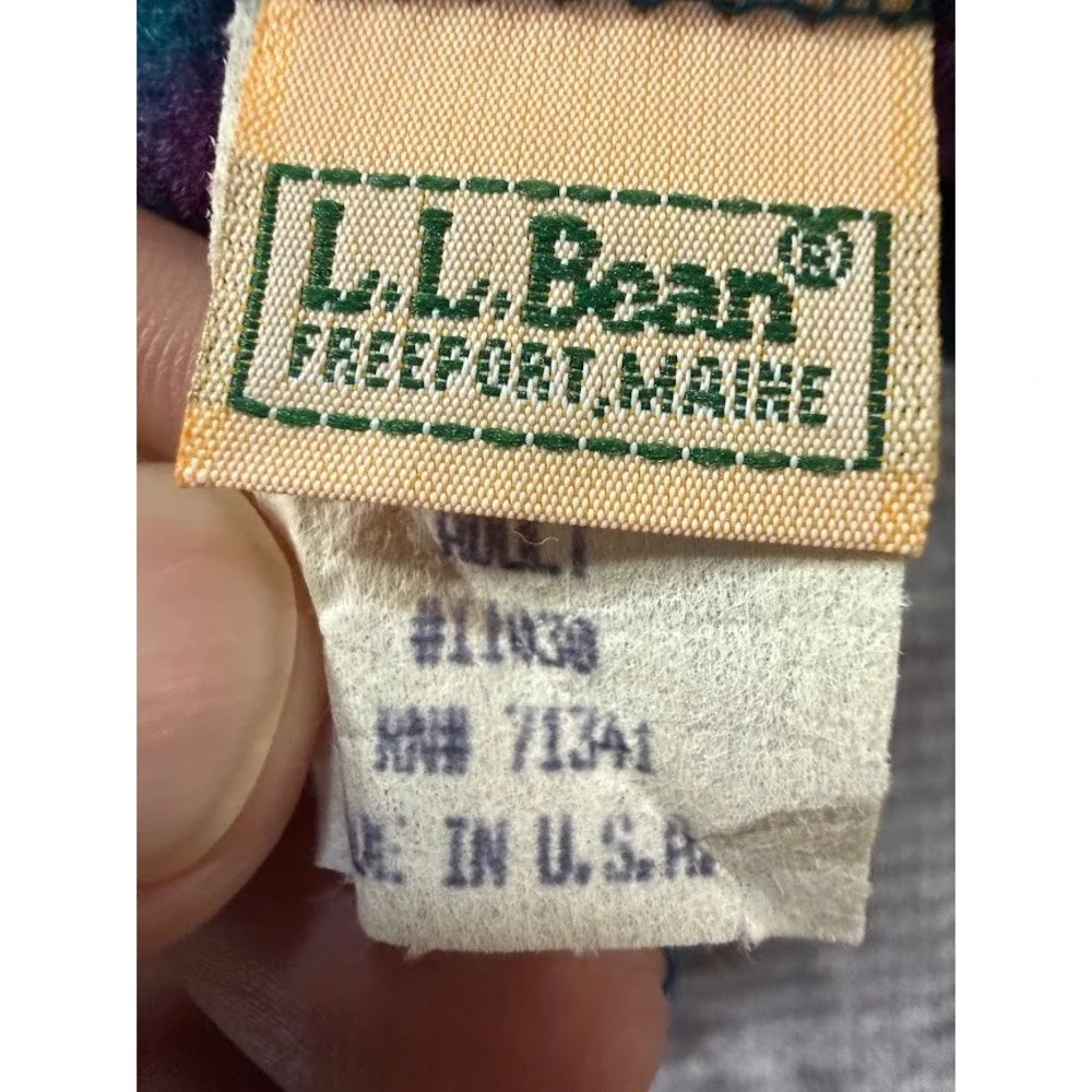 LL Bean Vintage Fleece Neck‎ Gaiter Aztec Geometric Teal Purple Made in USA